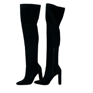 Women's Black Over-the-Knee Suede High Heel Boots